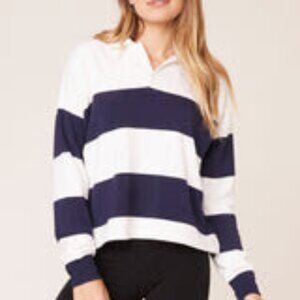 NWT BB Dakota Long Sleeve Polo Rugby Shirt in Navy/White - Size Small